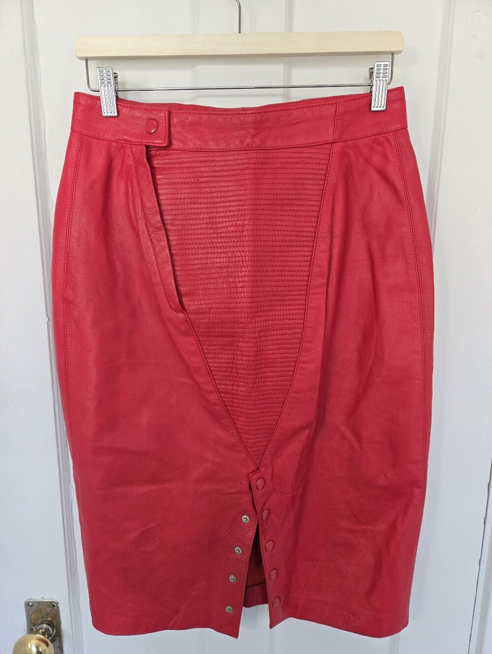 Roxciticus Womens Vintage 80s Red Leather Pencil Skirt Size 8 New Wave Punk Rock